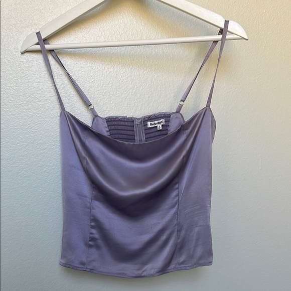 Reformation Overland 100 % Silk Sleek Lavender Top - Picture 4 of 7